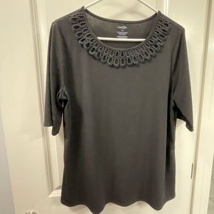 East 5th black blouse with cute neck detailing